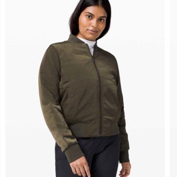 Lululemon Reversible Non Stop Bomber Jacket Dark Olive Green Size 2 - Picture 2 of 12